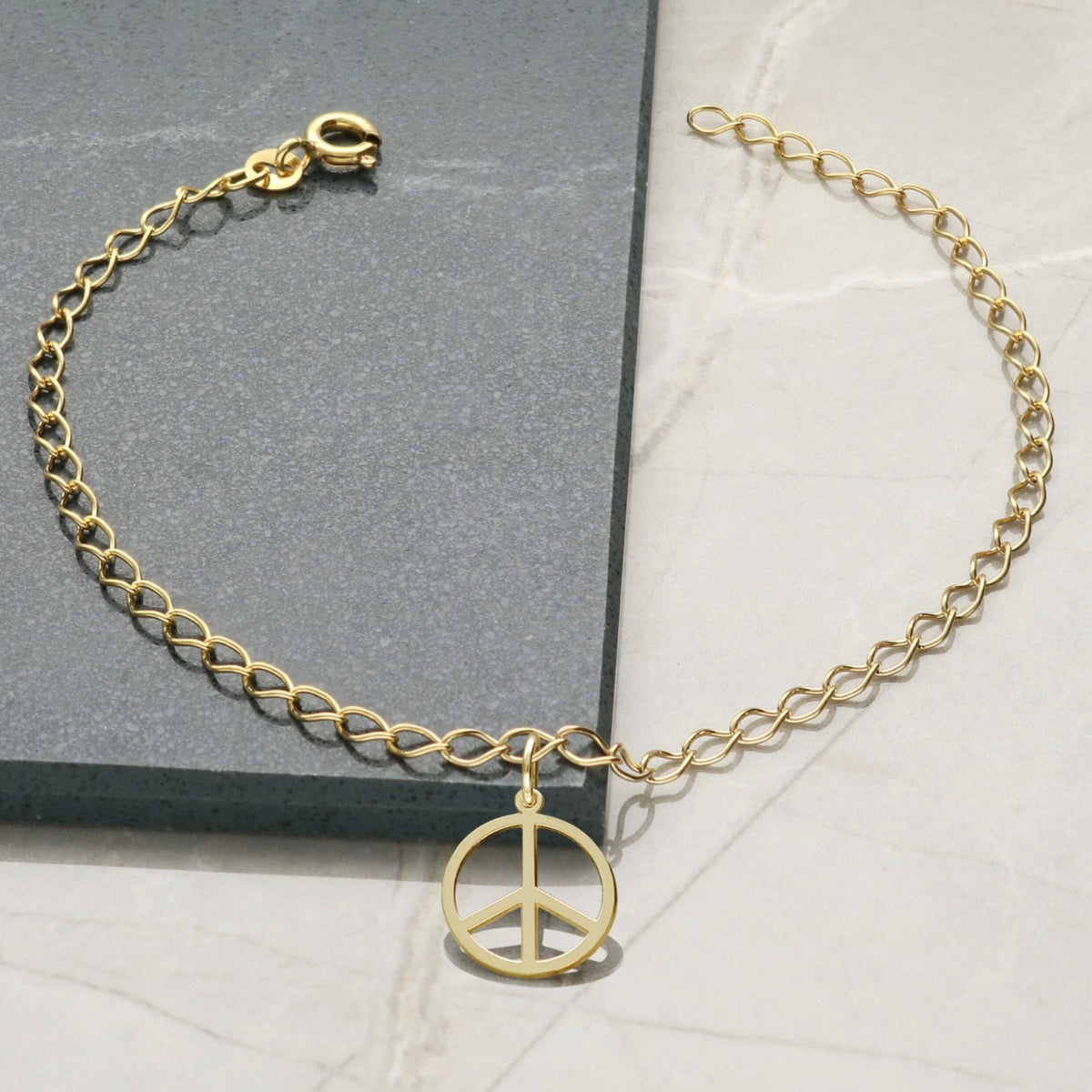 9ct Yellow Gold Vermeil Curb Anklet With Your Choice of Charm
