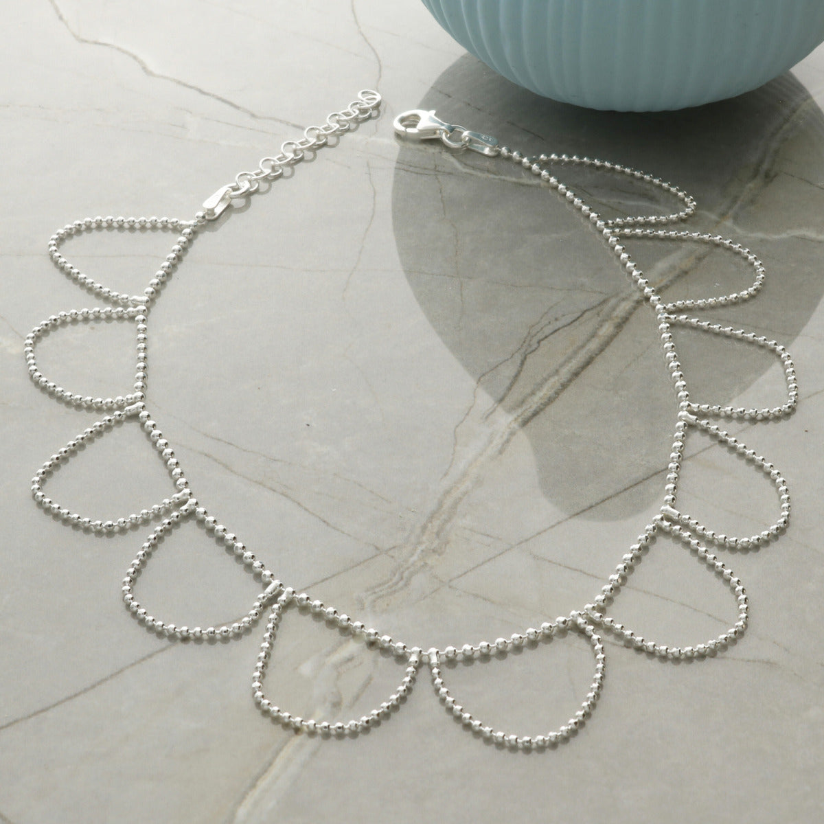 Sterling Silver Bead Frill Anklet - Love Silver Jewellery