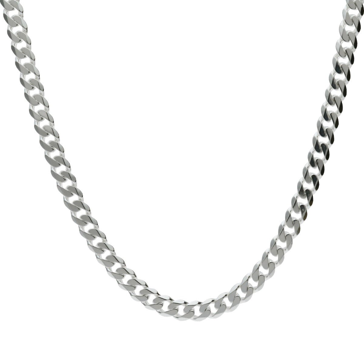 Sterling Silver 5.5mm Flat Curb Chain - Love Silver Jewellery