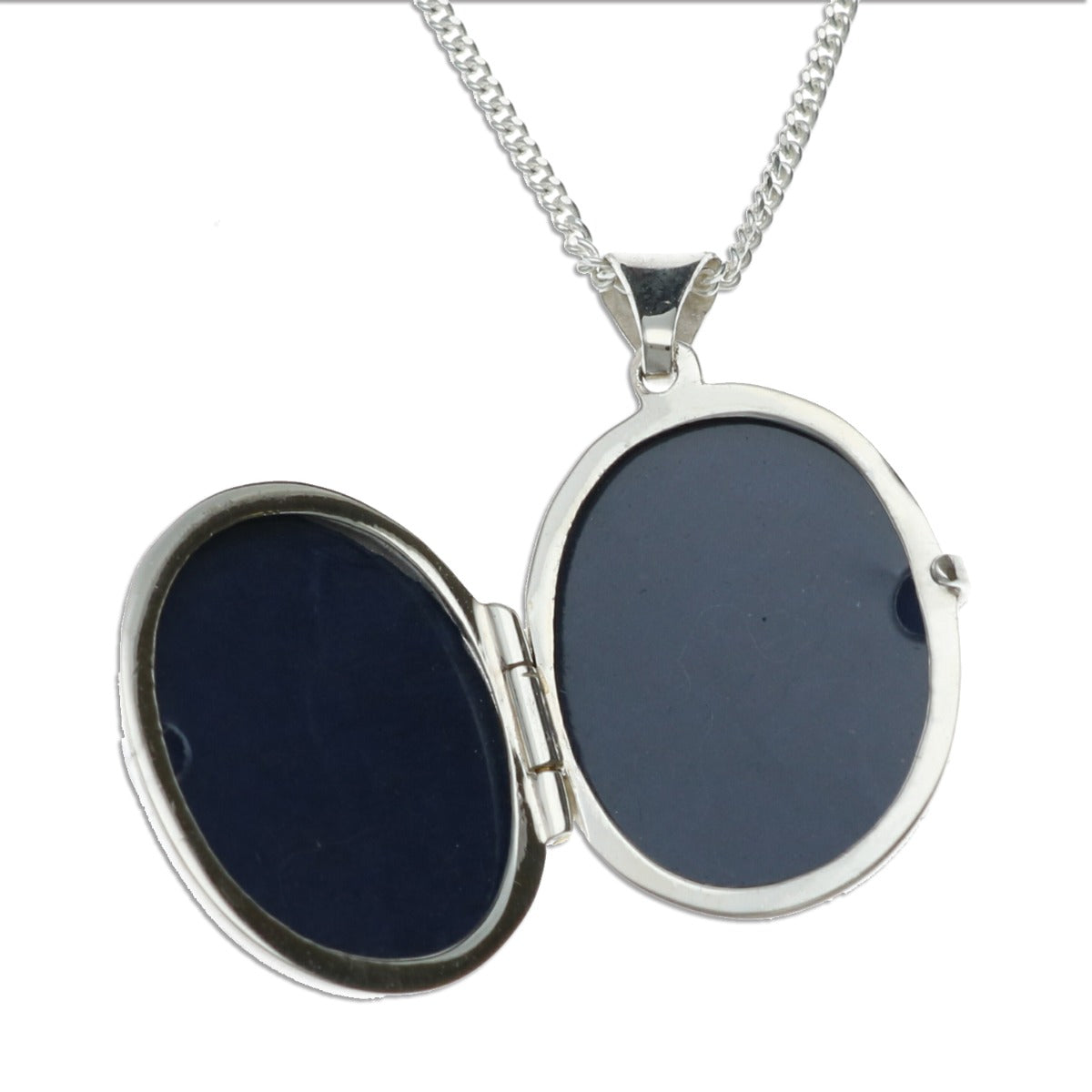 Sterling Silver Oval Locket With Blue Topaz & Optional Engraving