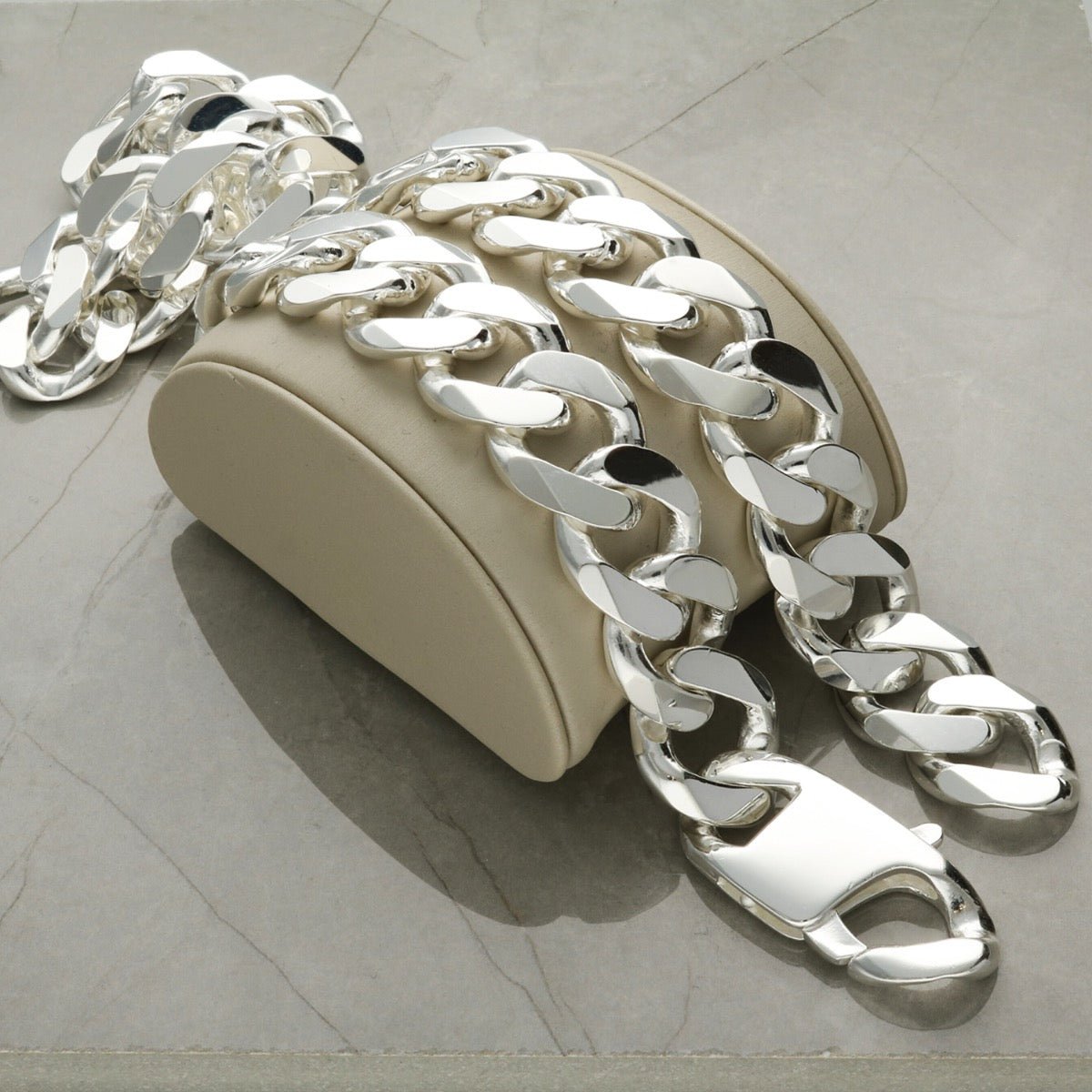 Sterling Silver Men's Heavy 19mm Flat Curb Chain - Love Silver Jewellery