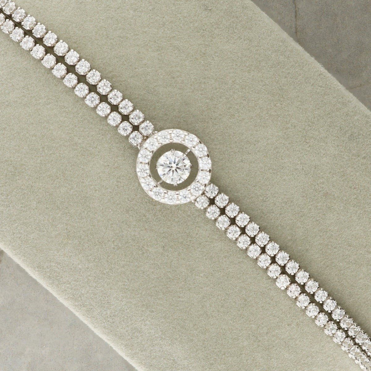 Sterling Silver and CZ Halo Double Strand Bracelet - Love Silver Jewellery
