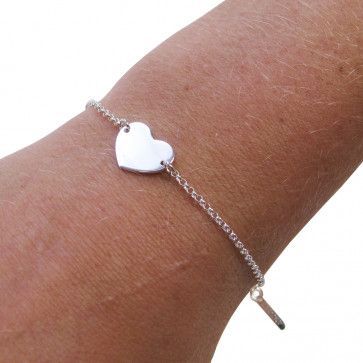 Sterling Silver Heart Bracelet with Optional Engraving - Love Silver Jewellery