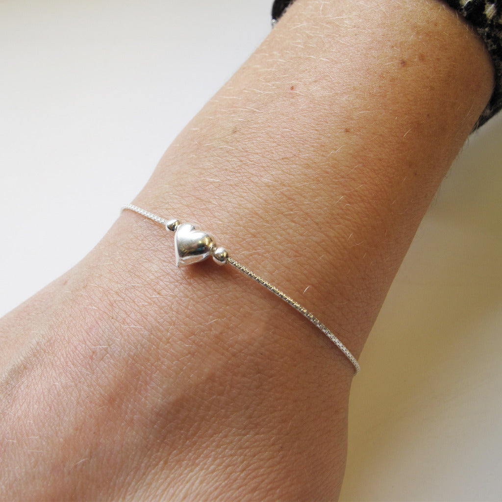 Sterling Silver Floating Heart Necklace & Bracelet & Anklet Set