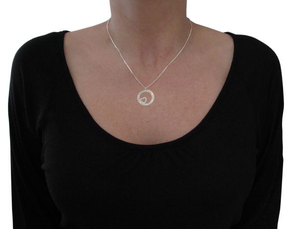 Sterling Silver Mum Heart Disc Personalised Necklace