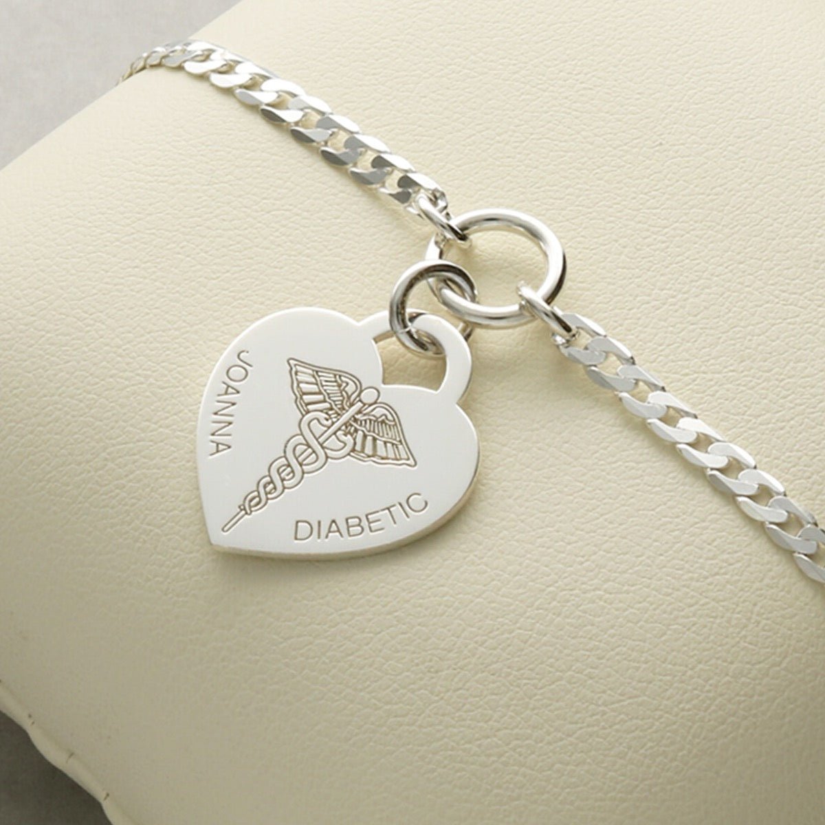 Sterling Silver Medic Heart Charm Bracelet With Engraving - Love Silver Jewellery