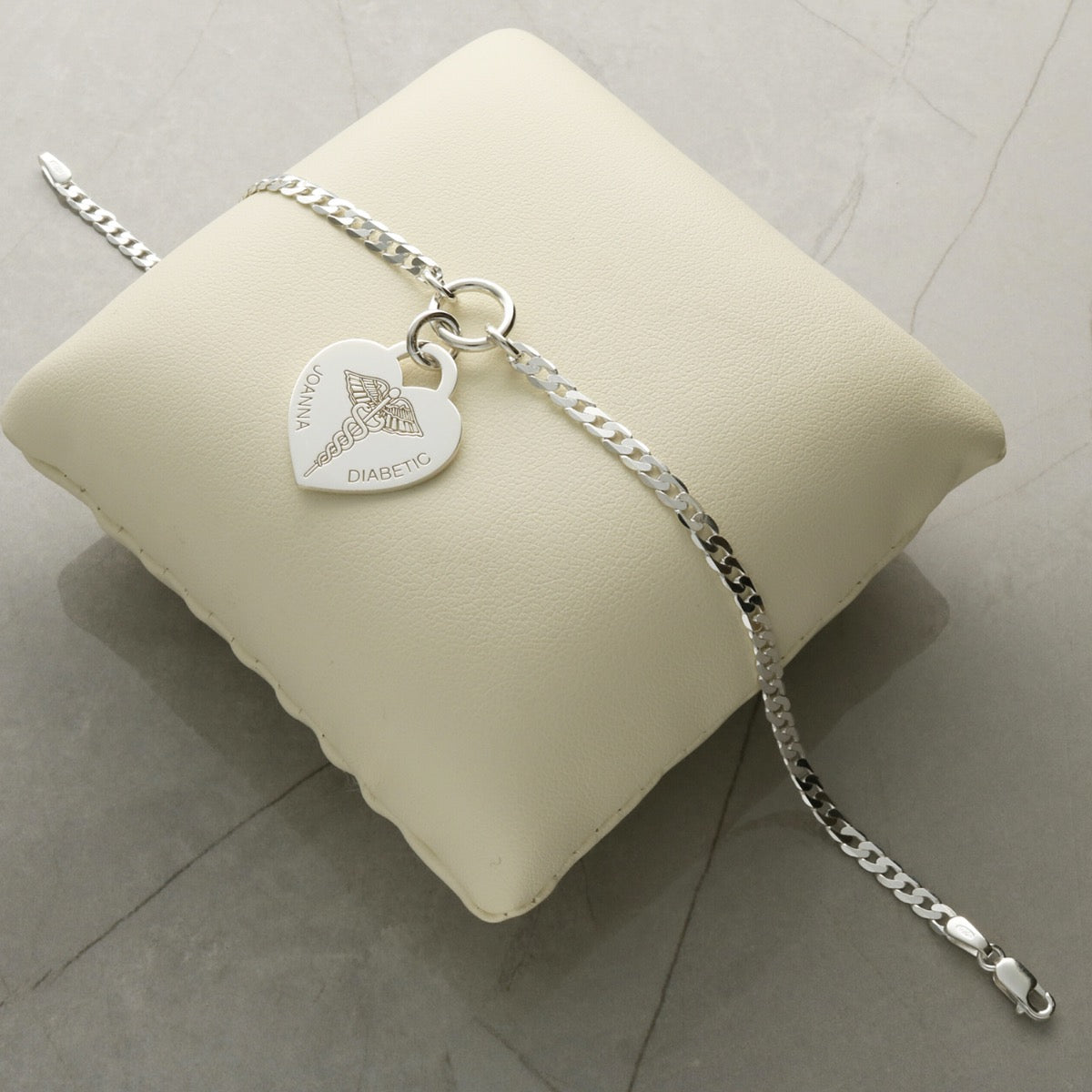 Sterling Silver Medic Heart Charm Bracelet With Engraving