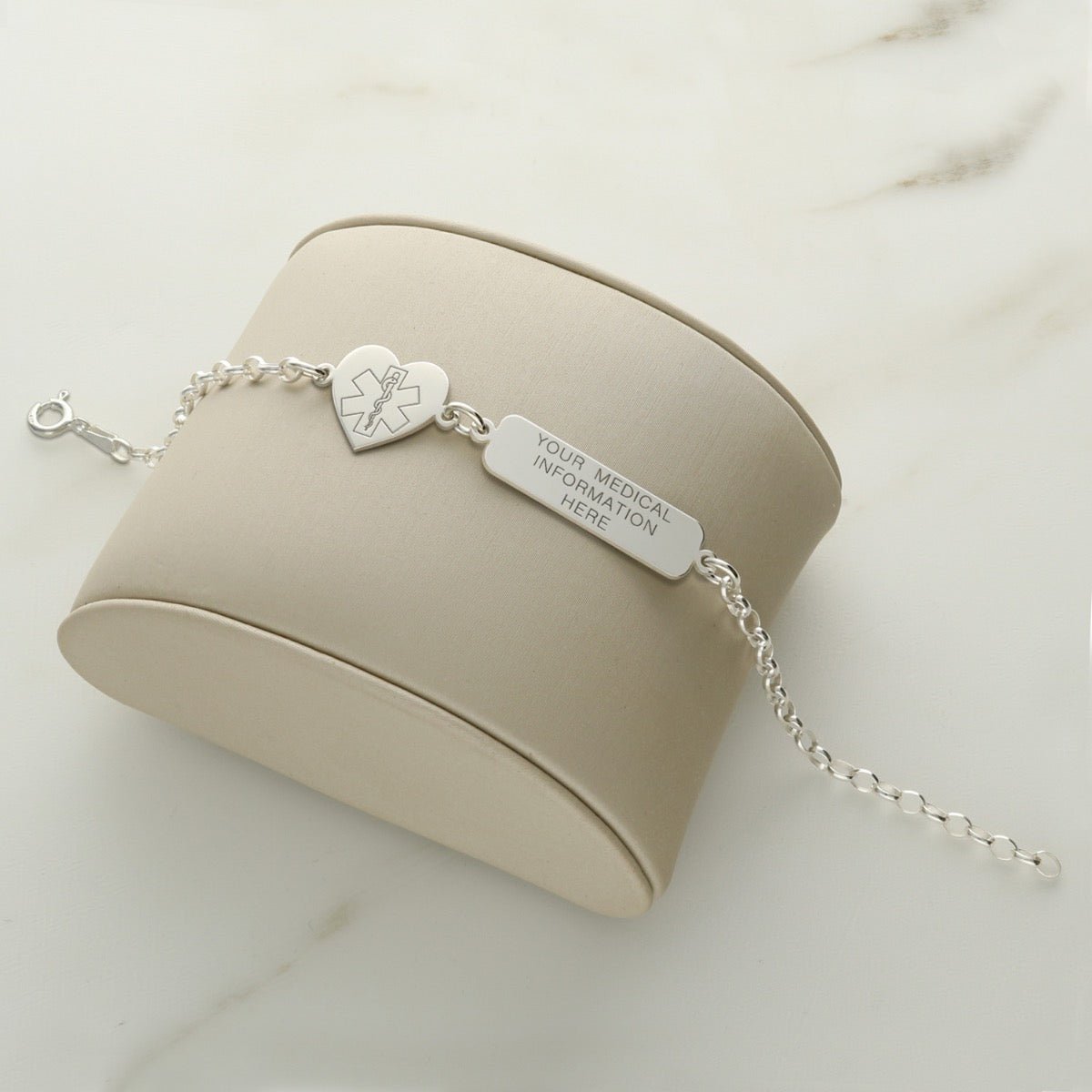 Sterling Silver Medic Aware Heart And Tag Bracelet With Engraving - Love Silver Jewellery