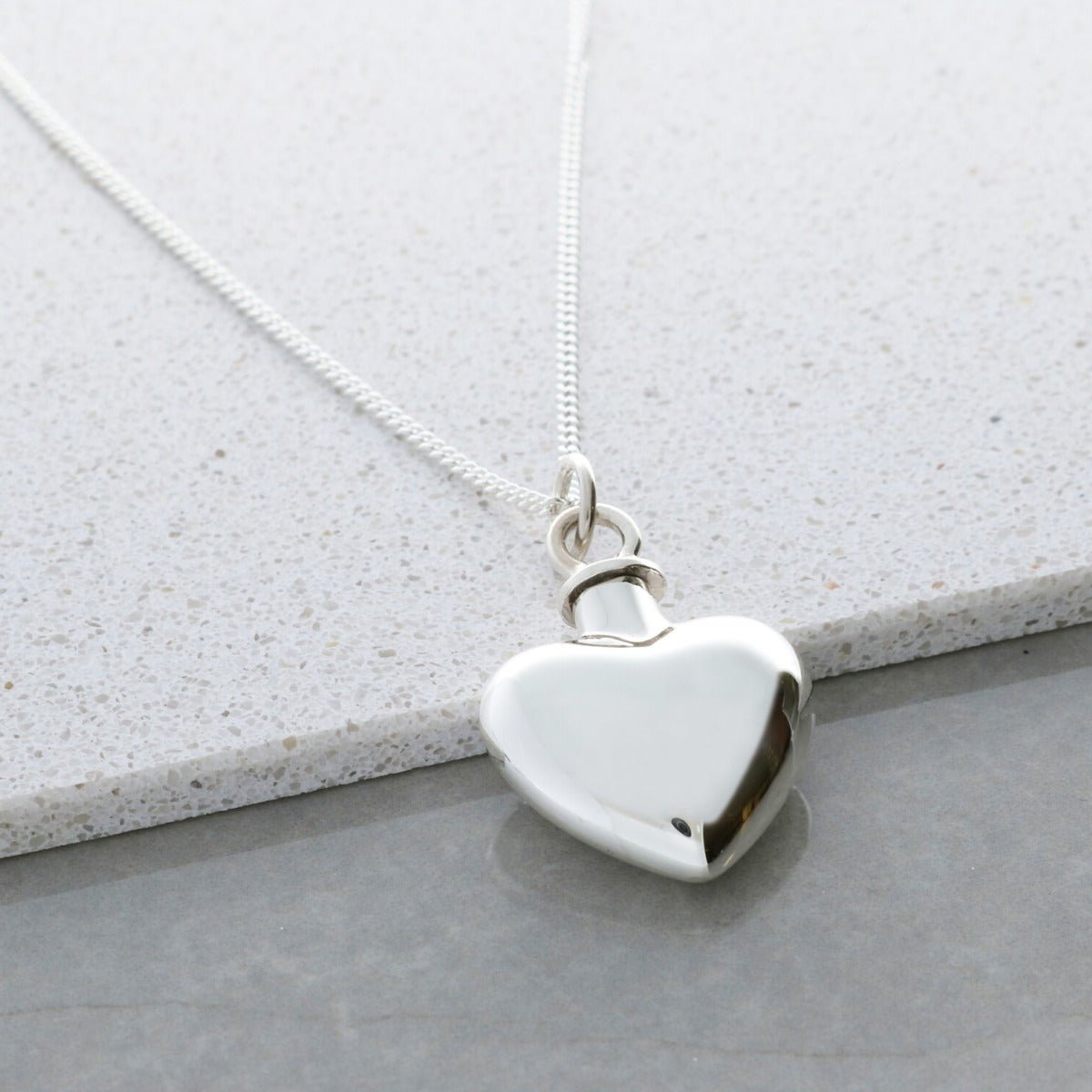 Sterling Silver Heart Urn Cremation Ashes Pendant With Optional Engraving & Chain - Love Silver Jewellery