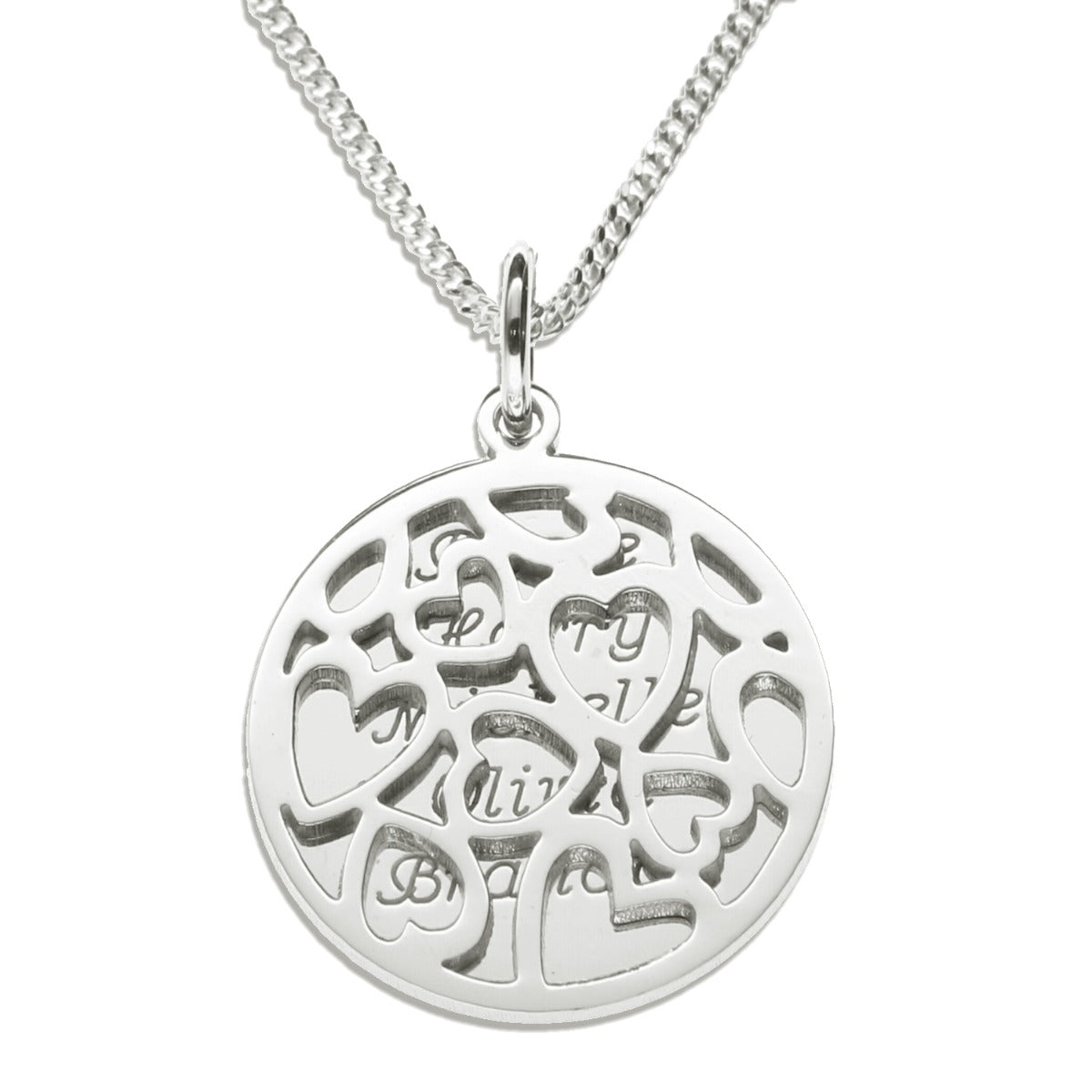 Sterling Silver Hearts Pendants With Personalised Disc & Chain