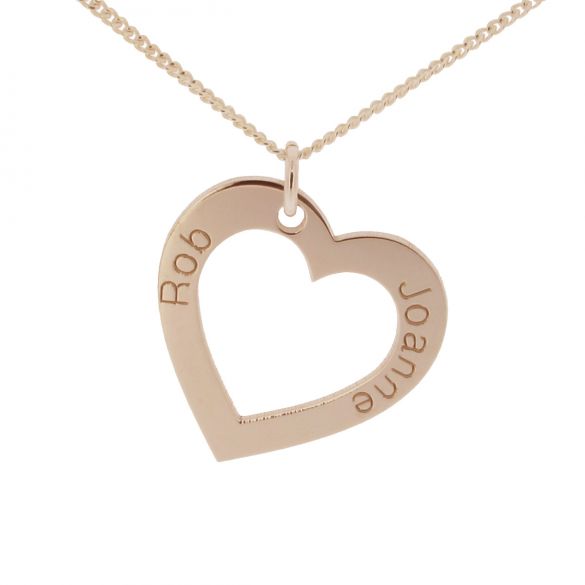 9ct Rose Gold Personalised Heart Necklace - Love Silver Jewellery