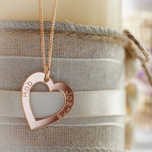 9ct Rose Gold Plated Personalised Heart Necklace