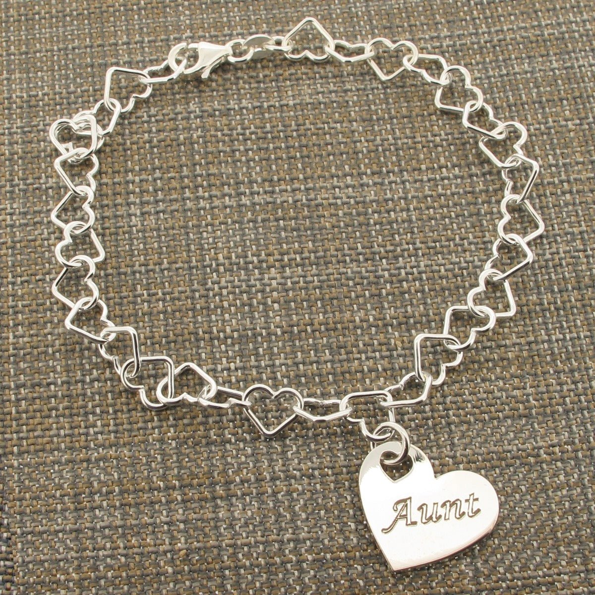 Sterling Silver Light Heart Link Bracelet Or Anklet With Personalised Family Heart Charm - Love Silver Jewellery