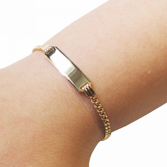 9ct Yellow Gold Kids / Baby Curb ID Bracelet With Optional Engraving - Love Silver Jewellery