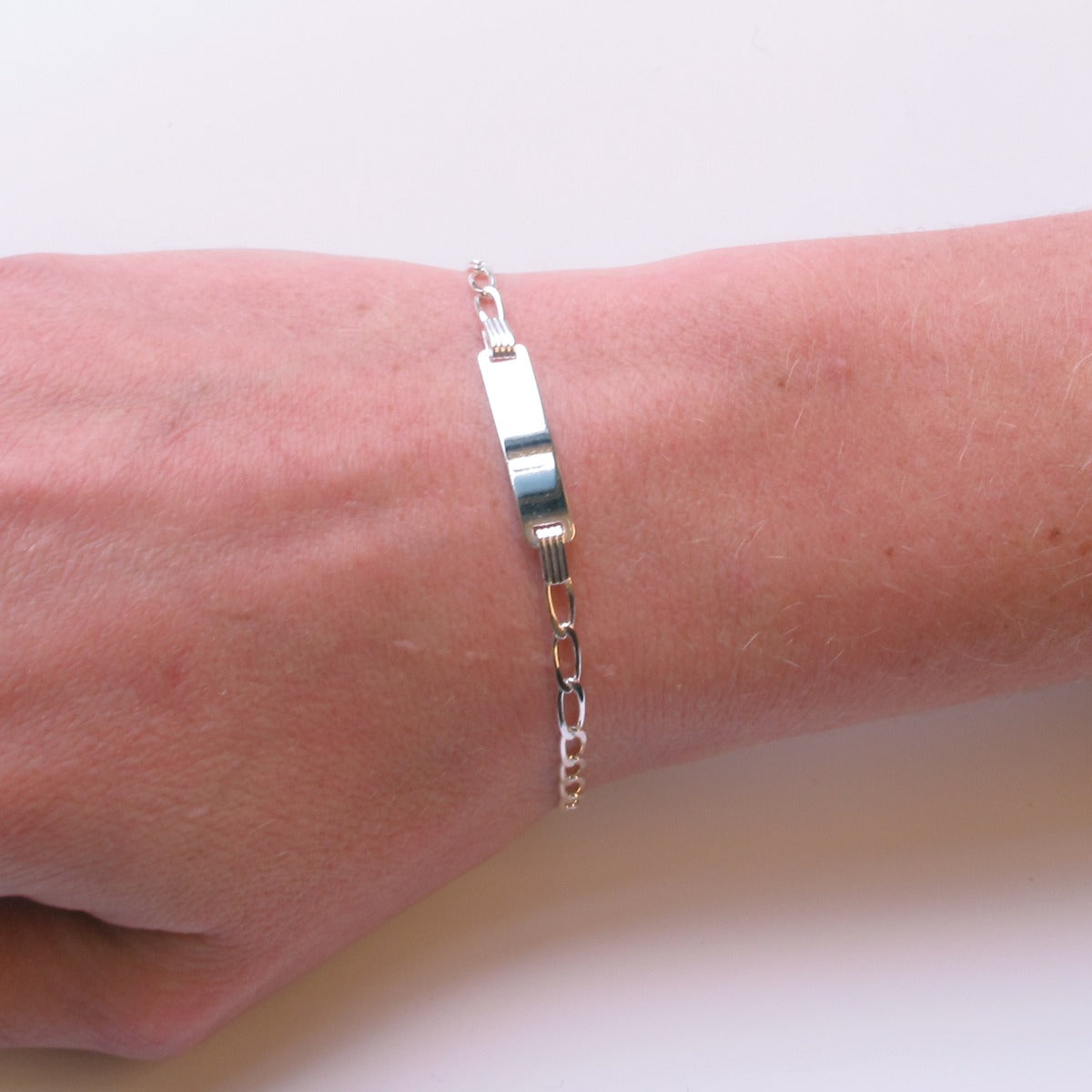 Ladies Sterling Silver ID Bracelet With Optional Engraving On Arm