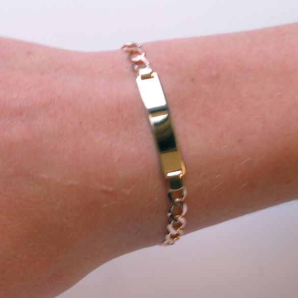 9ct Yellow Gold Ladies Curb ID Bracelet With Optional Engraving - Love Silver Jewellery