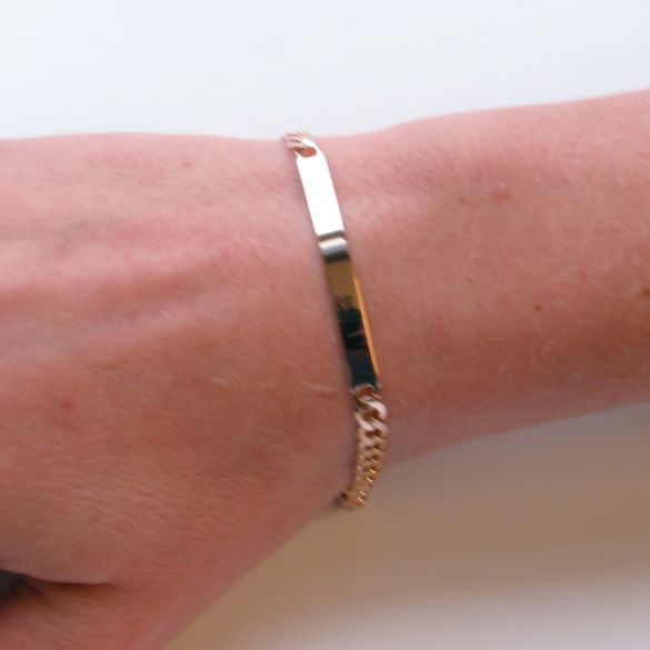 9ct Yellow Gold Slimline Ladies Curb ID Bracelet With Optional Engraving - Love Silver Jewellery