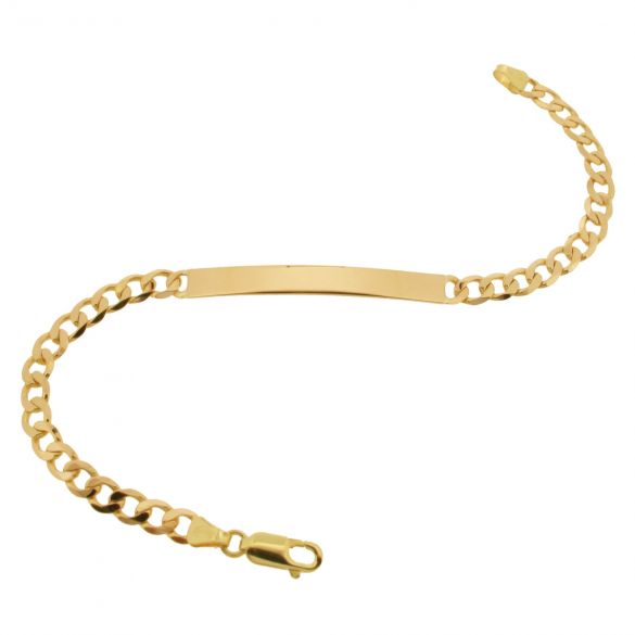 9ct Yellow Gold Slimline Ladies Curb ID Bracelet With Optional Engraving - Love Silver Jewellery