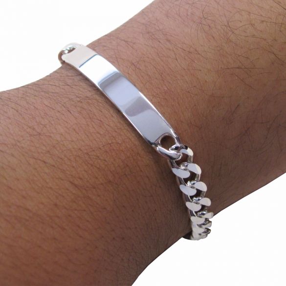 Sterling Silver 22 Gram Mens Curb ID Bracelet With Optional Engraving - Love Silver Jewellery