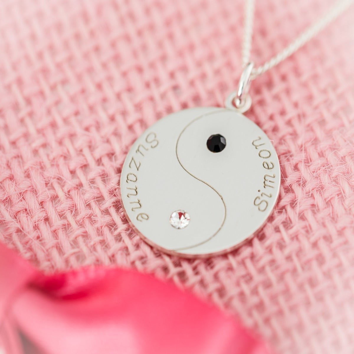 Sterling Silver Engraved Yin Yang Pendant - Love Silver Jewellery