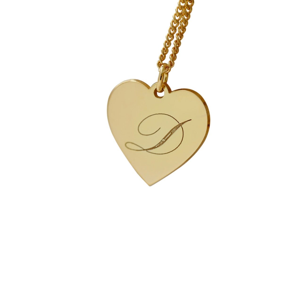 9ct Yellow Gold Plated Engraved Initial Heart Pendant & Optional Chain - Love Silver Jewellery