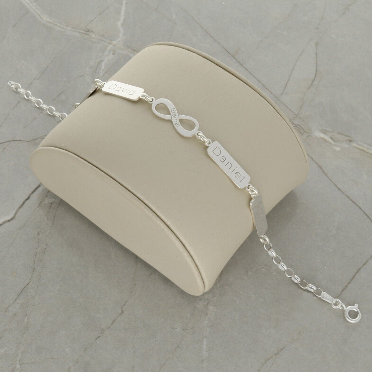 Sterling Silver Engraved Infinity & Horizontal Tags Bracelet - Love Silver Jewellery