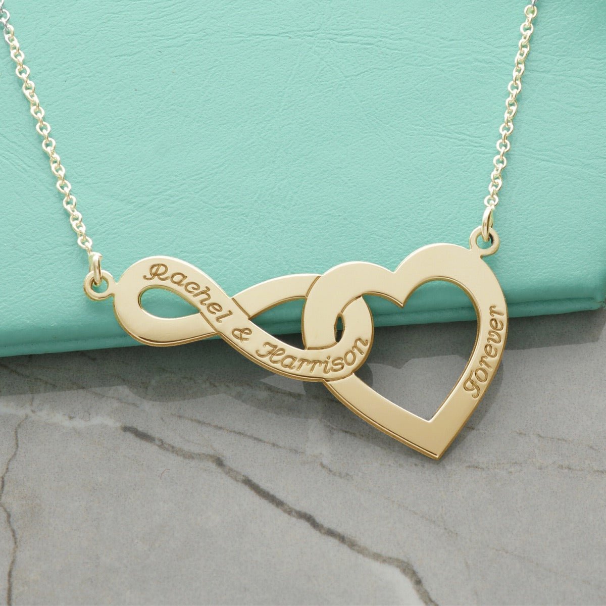 9ct Yellow Gold Plated Entwined Infinity Heart Necklace - Love Silver Jewellery