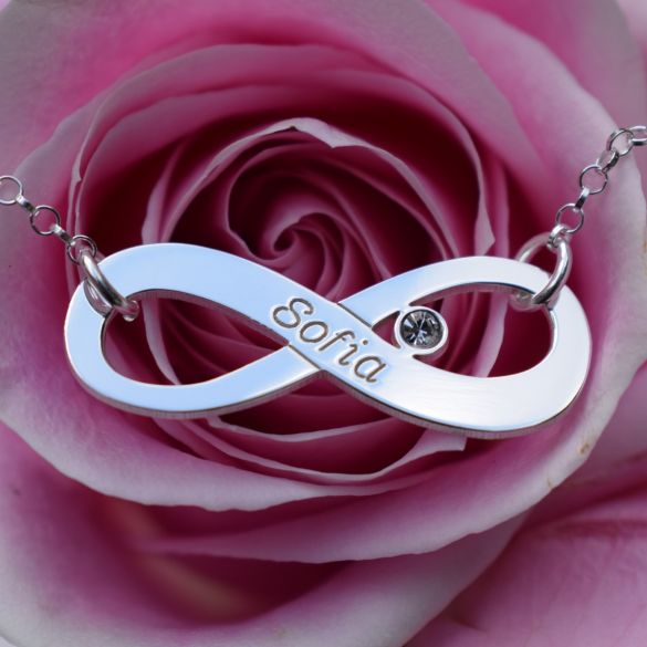 Sterling Silver Infinity Necklace With CZ Crystal - Love Silver Jewellery