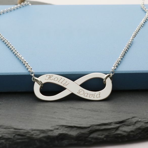 9ct White Gold Infinity Necklace - Love Silver Jewellery