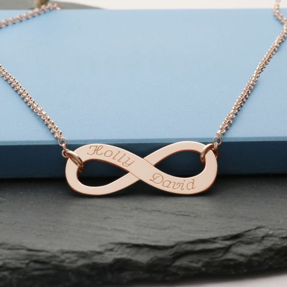 9ct Rose Gold Plated Infinity Necklace - Love Silver Jewellery