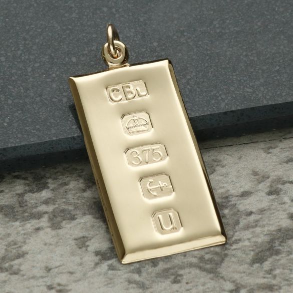 9ct Yellow Gold Large Custom Hallmarked Ingot With Optional Engraving - Love Silver Jewellery