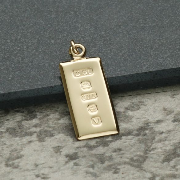 9ct Yellow Gold Small Custom Hallmarked Ingot With Optional Engraving - Love Silver Jewellery