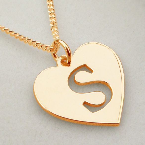 9ct Rose Gold Initial Heart Pendant - Love Silver Jewellery