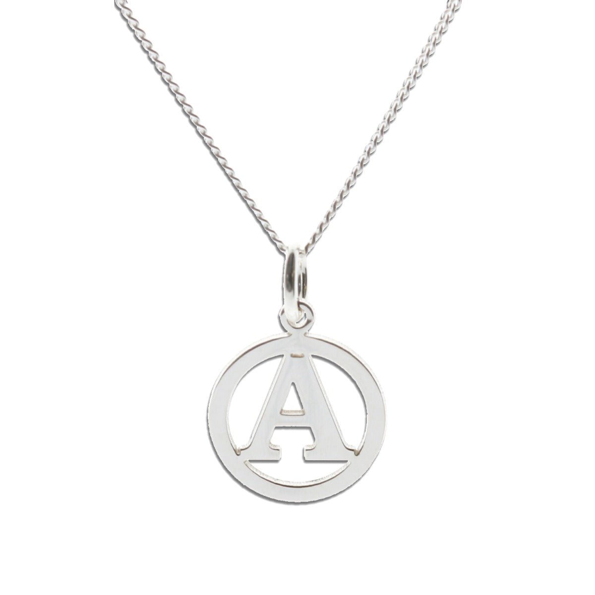 9ct White Gold Round Initial Disc Pendant - Love Silver Jewellery