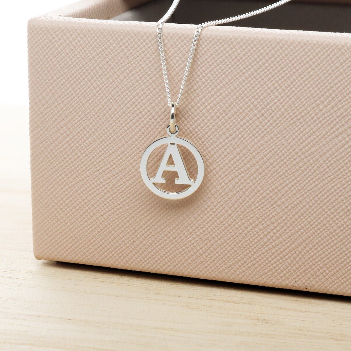 Sterling Silver Round Initial Disc Pendant - Love Silver Jewellery