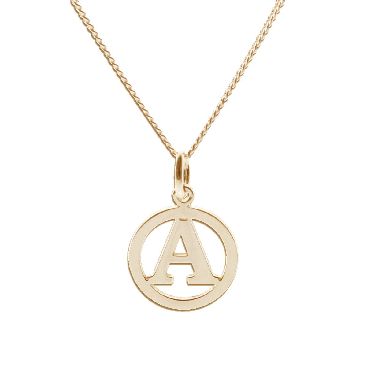 9ct Yellow Gold Plated Round Initial Disc Pendant - Love Silver Jewellery