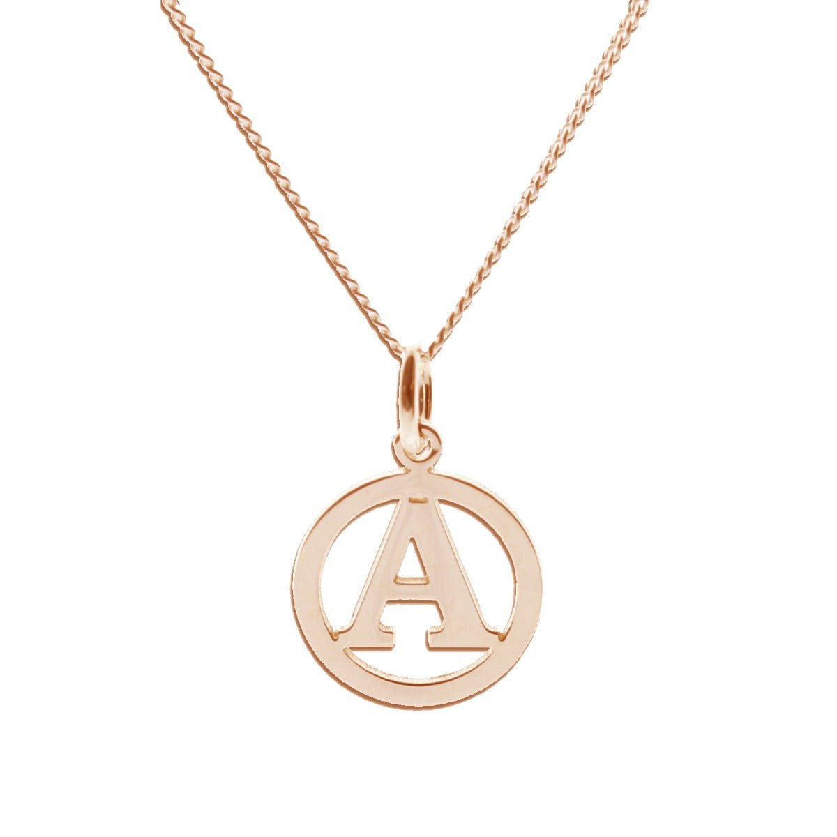 9ct Rose Gold Plated Round Initial Disc Pendant - Love Silver Jewellery