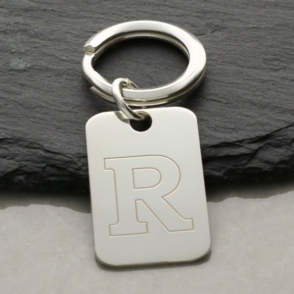 Sterling Silver Initial Keyring With Optional Engraving - Keyring - Love Silver Jewellery