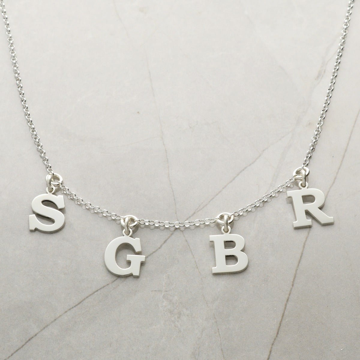 Sterling Silver Multi Initials Necklace - Love Silver Jewellery