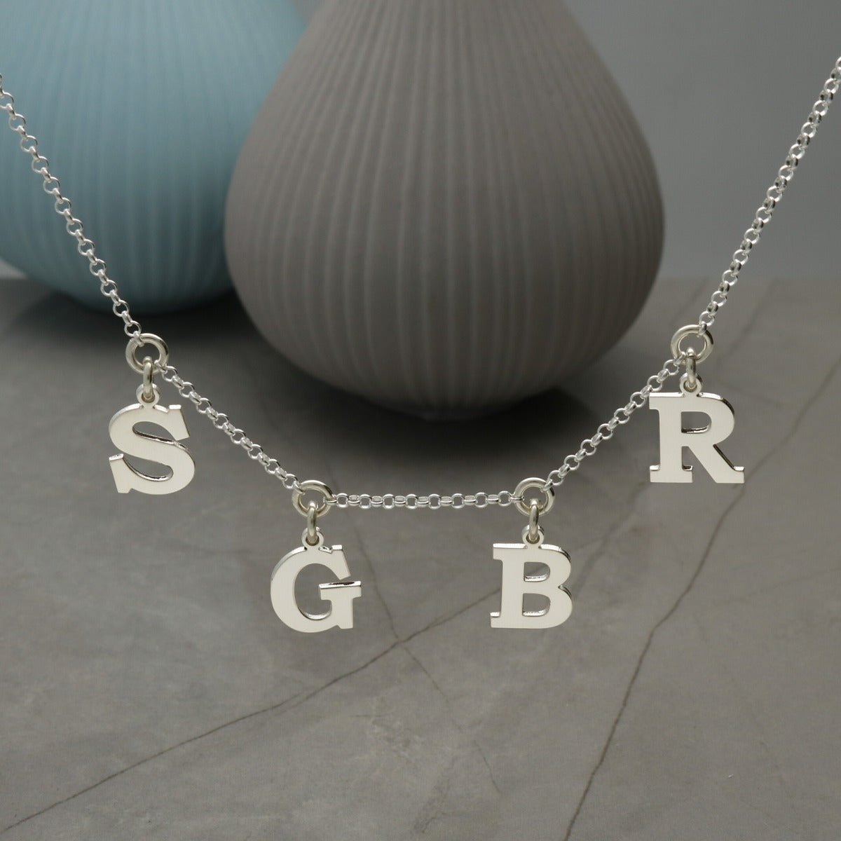 Sterling Silver Multi Initials Necklace - Love Silver Jewellery