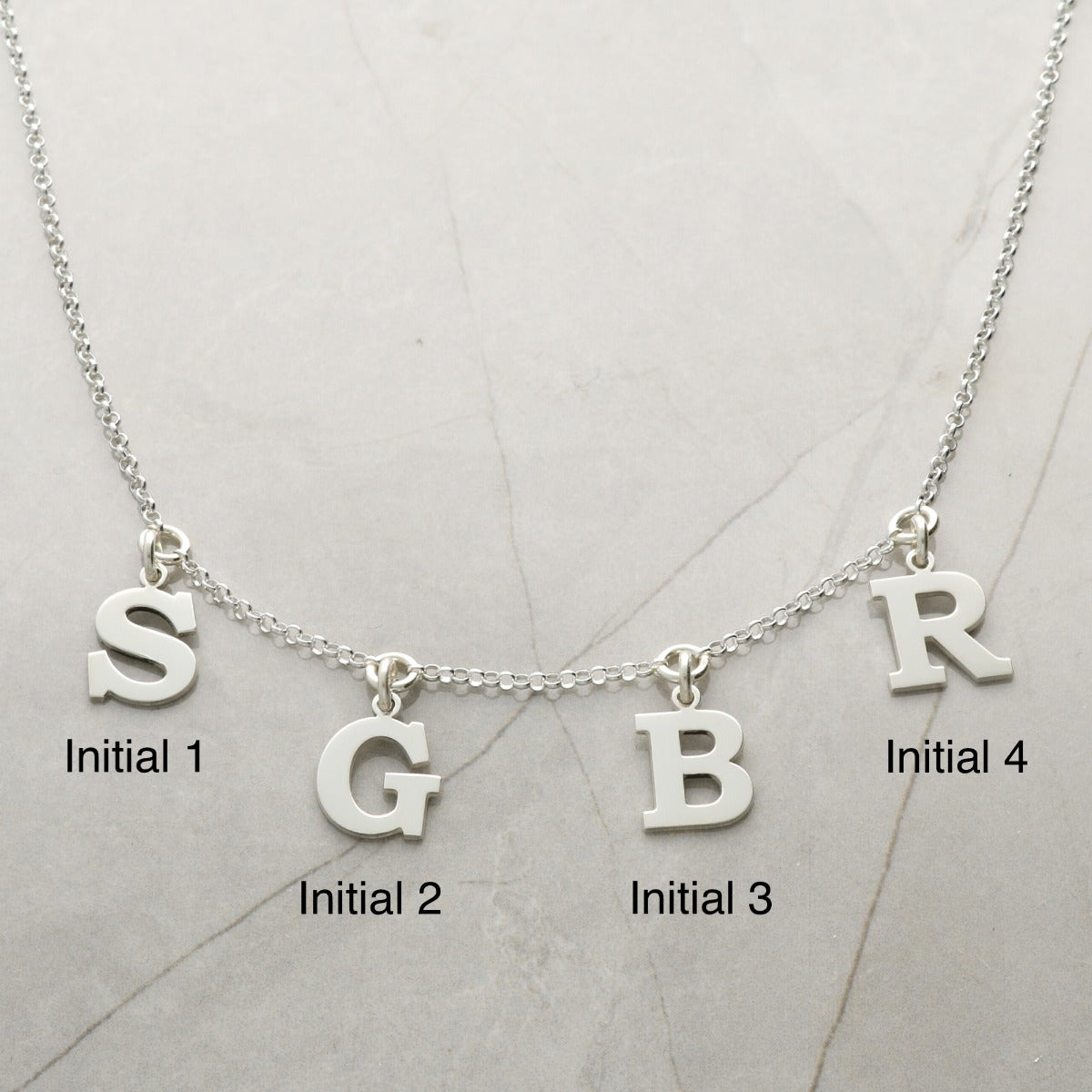 Sterling Silver Multi Initials Necklace