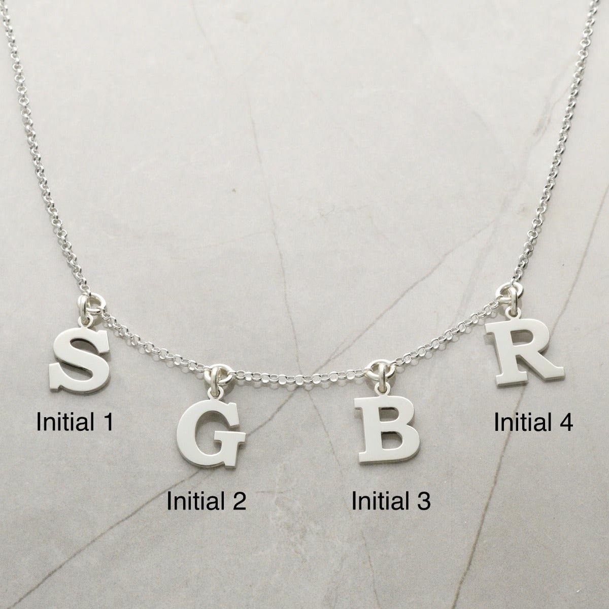 Sterling Silver Multi Initials Necklace - Love Silver Jewellery