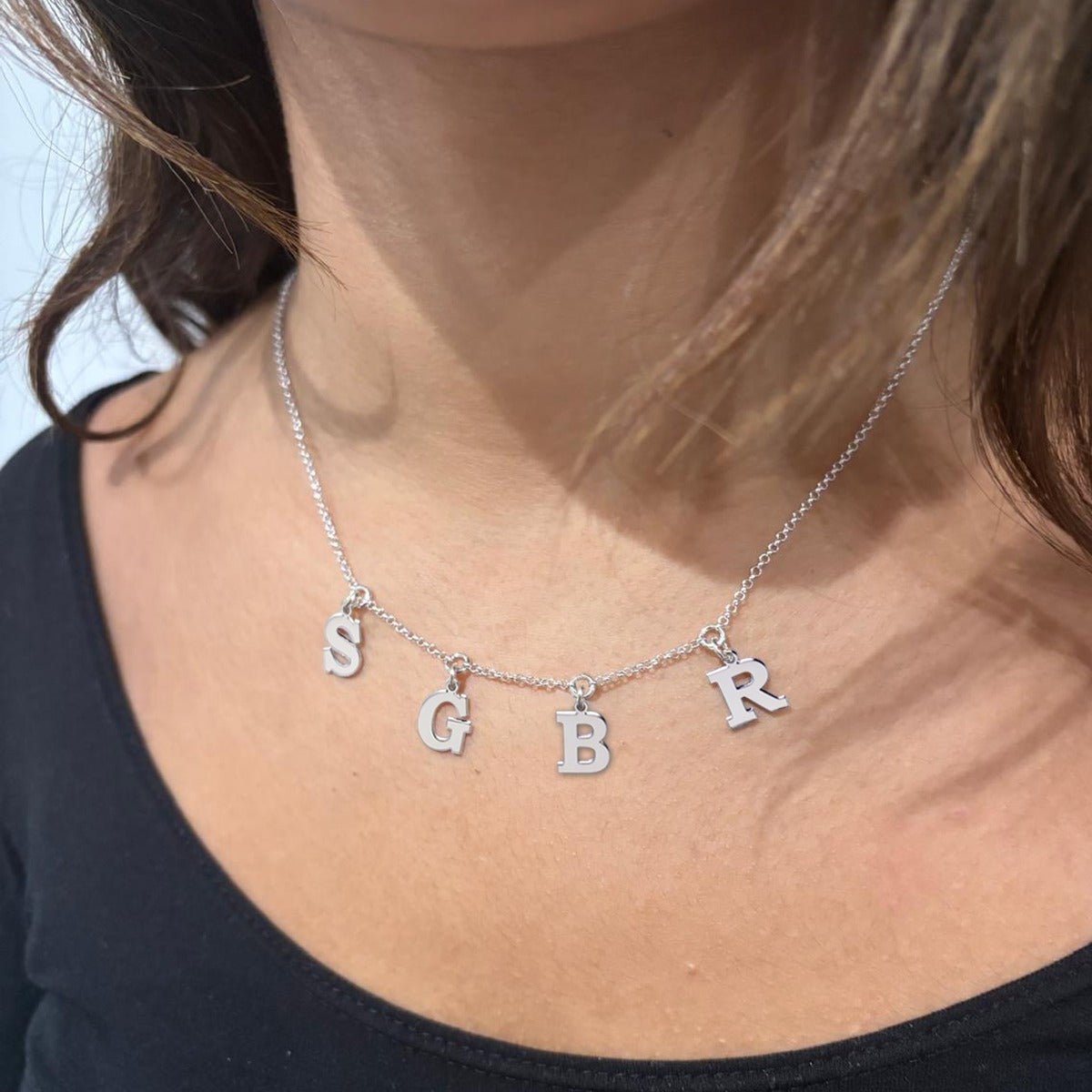 Sterling Silver Multi Initials Necklace - Love Silver Jewellery