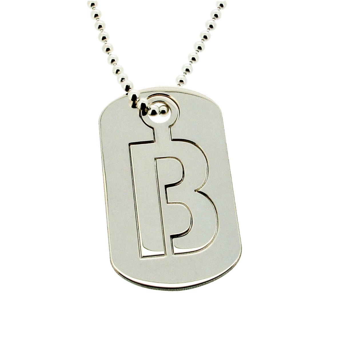 Sterling Silver Cut Out Initial Dog Tag - Love Silver Jewellery