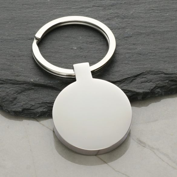 Stainless Steel Photo Engraved Round Keyring - Love Silver Jewellery