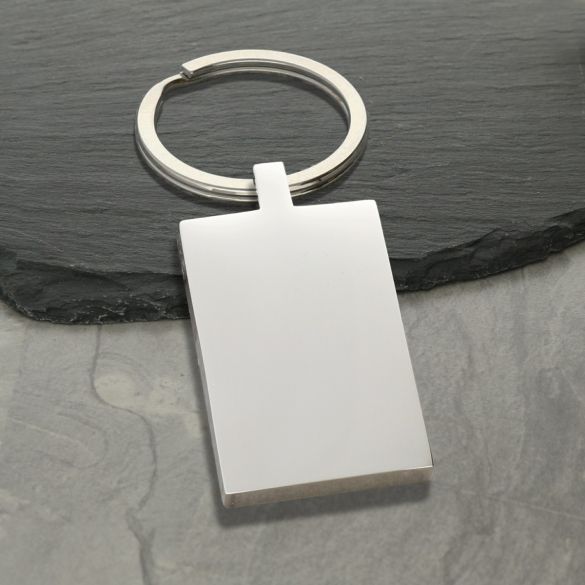 Mirror Polished Rectangle Keyring With Optional Engraving - Love Silver Jewellery