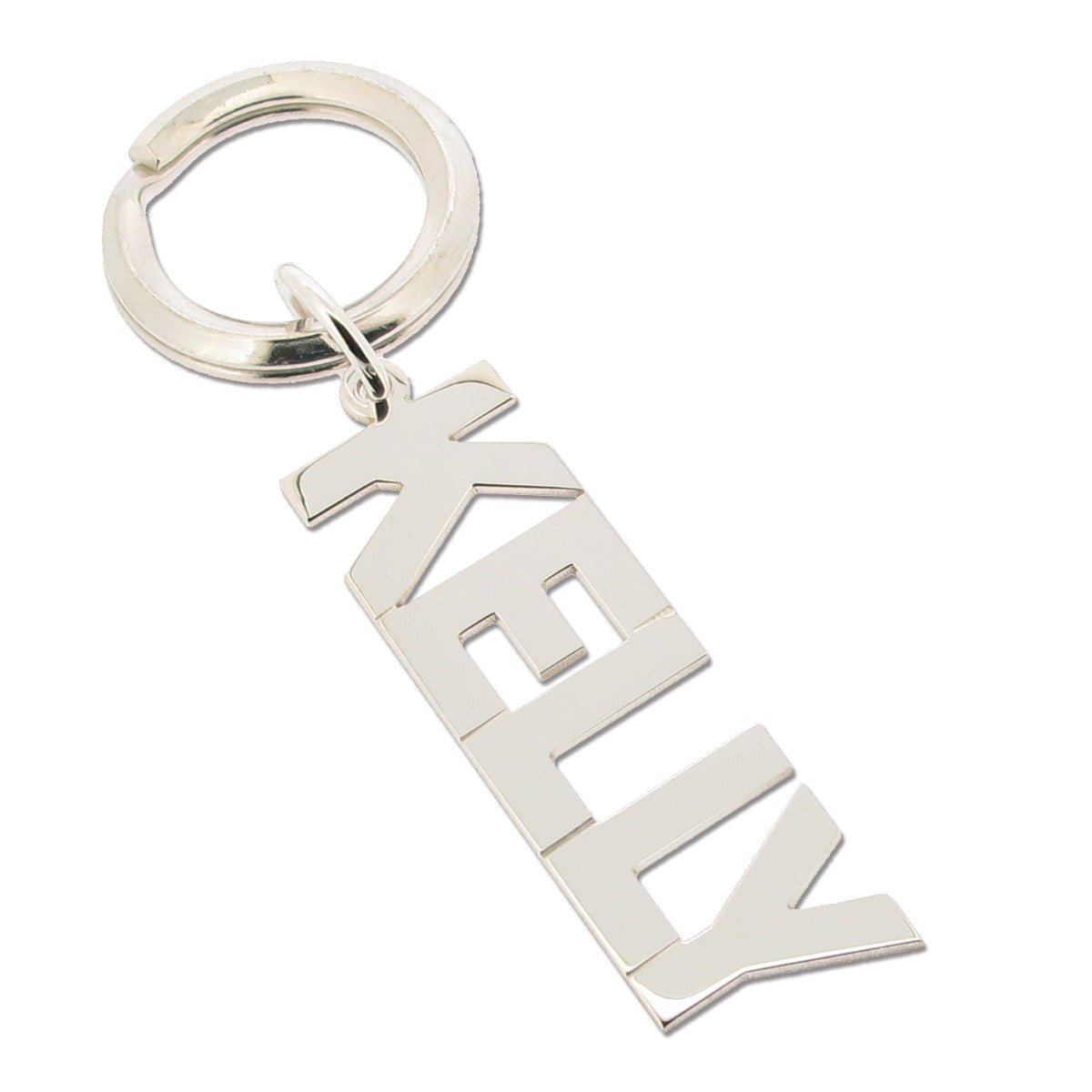 Sterling Silver Block Name Keyring - Keyring - Love Silver Jewellery