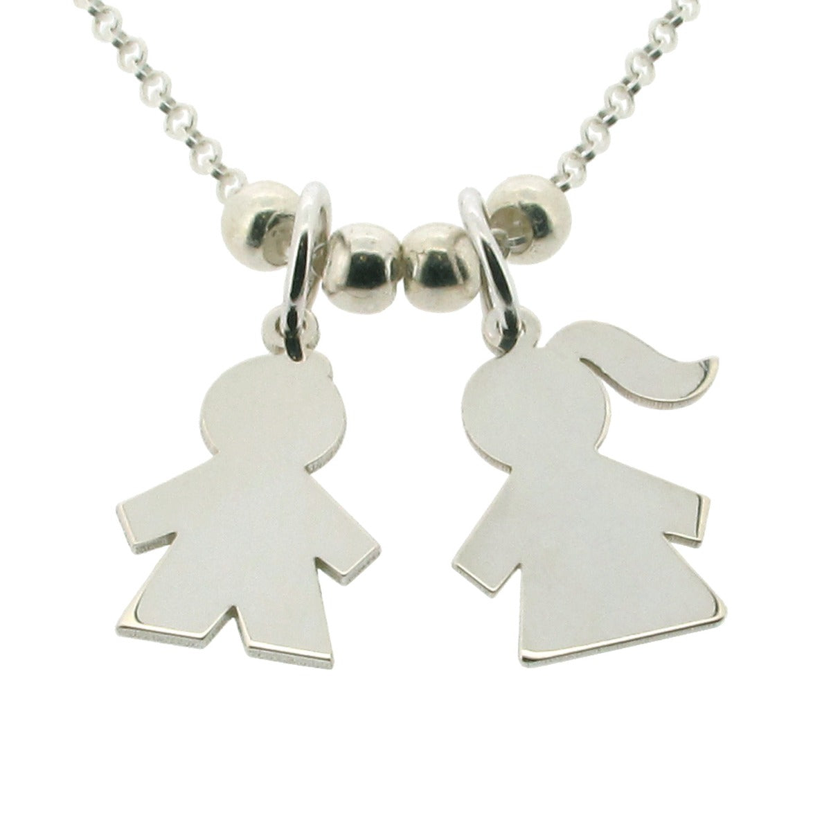 Sterling Silver Mum Necklace With Engraveable Boy Or Girl Pendants