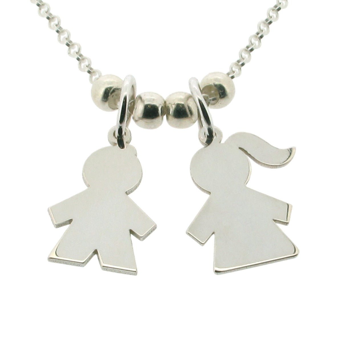 Sterling Silver Mum Necklace With Engraveable Boy Or Girl Pendants - Love Silver Jewellery
