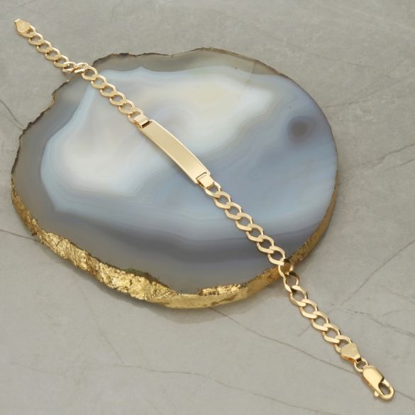 9ct Yellow Gold Ladies Curb ID Bracelet With Optional Engraving - Love Silver Jewellery